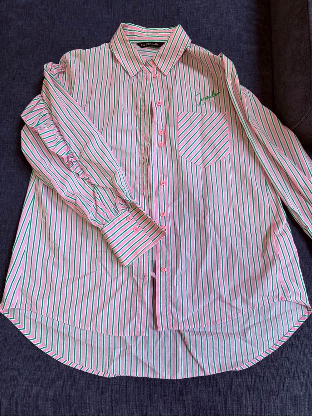 Pink & Green Striped Button-Down Shirt